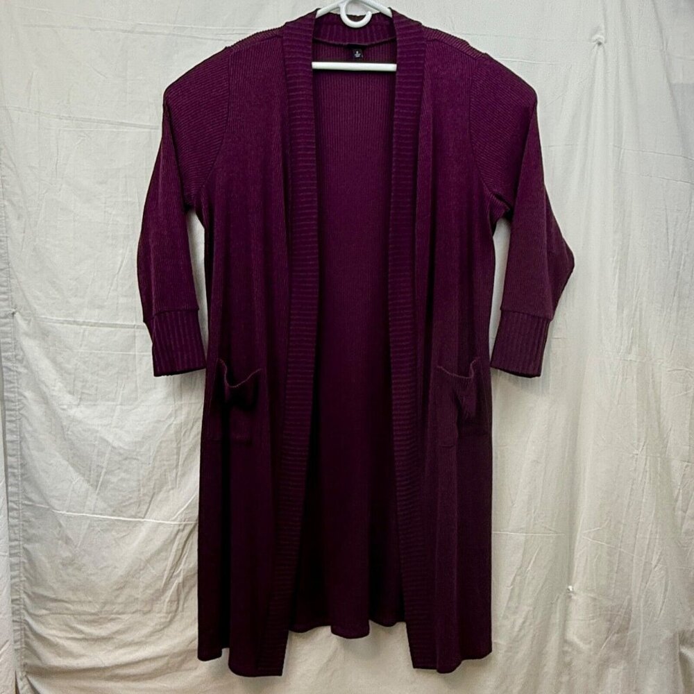Torrid Cardigan Sweater Ribbed Knit Open Women +2 Plum Purple